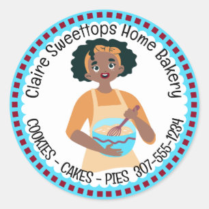 African American woman bakery from the kitchen of Classic Round Sticker