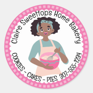 African American woman bakery from the kitchen of Classic Round Sticker