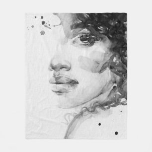 african american woman. beauty fashion illustratio fleece blanket