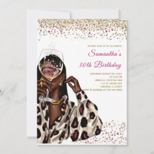 African American Woman Birthday Invitations