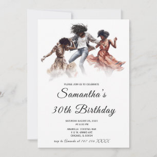 African American Woman Birthday Invitations