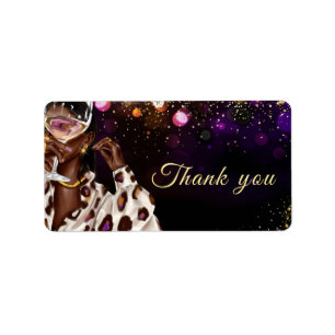 African American Woman Birthday Label