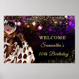 African American Woman Birthday Sign