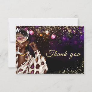 African American Woman Birthday Thank You Card