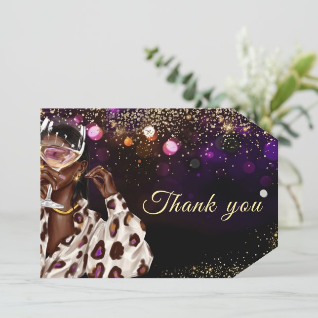 African American Woman Birthday Thank You Card (Standing Front)