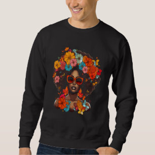 African American Woman Black Girl Flowers Graffiti Sweatshirt