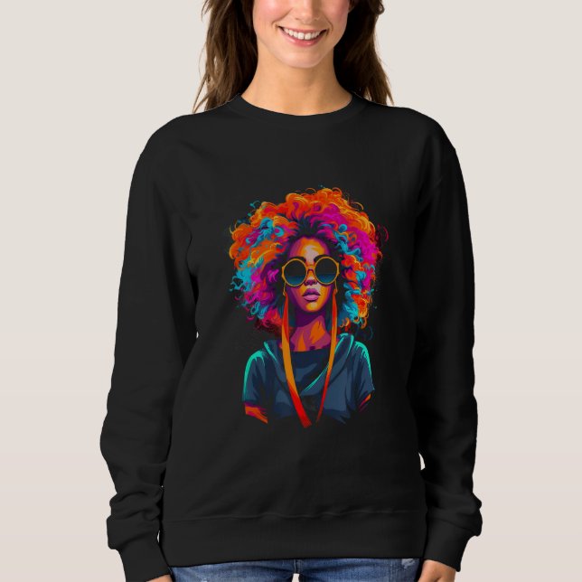 African American Woman Black Girl Graffiti Graphic Sweatshirt (Front)