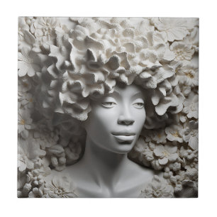 African American Woman Black Queen Melanin Poppin Ceramic Tile