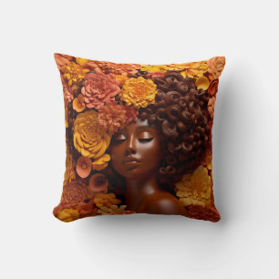 African American Woman Black Queen Melanin Poppin  Cushion