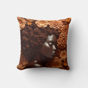 African American Woman Black Queen Melanin Poppin  Cushion