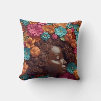 African American Woman Black Queen Melanin Poppin  Cushion