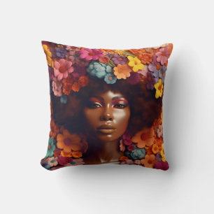 African American Woman Black Queen Melanin Poppin Cushion