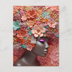 African American Woman Black Queen Melanin Poppin Holiday Postcard
