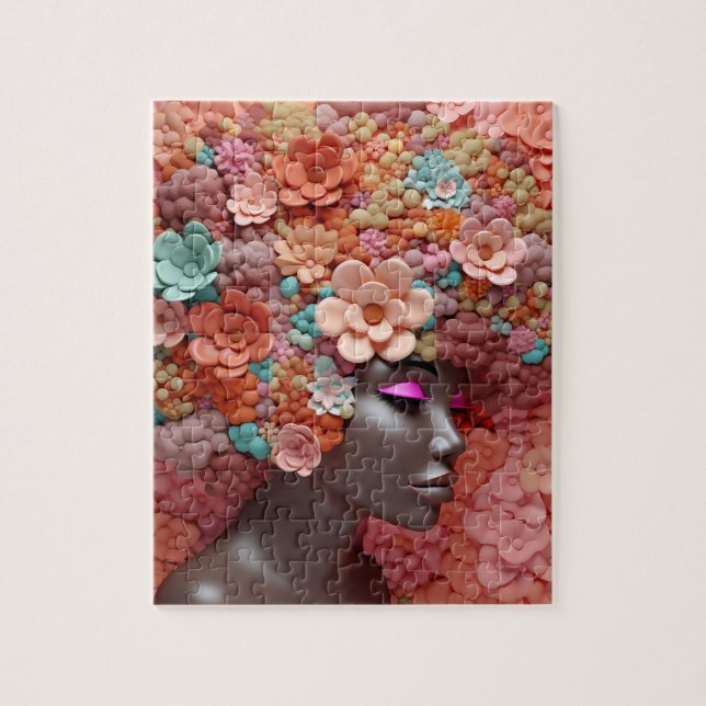 African American Woman Black Queen Melanin Poppin Jigsaw Puzzle (Vertical)
