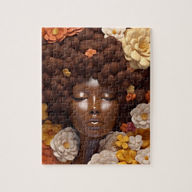 African American Woman Black Queen Melanin Poppin Jigsaw Puzzle (Vertical)