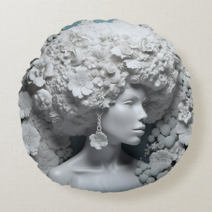 African American Woman Black Queen Melanin Poppin Round Cushion