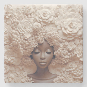 African American Woman Black Queen Melanin Poppin Stone Coaster