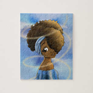 African American Woman Blue Jigsaw Puzzle