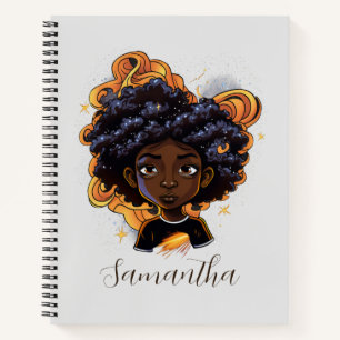 African American Woman - Brown Swirls Notebook