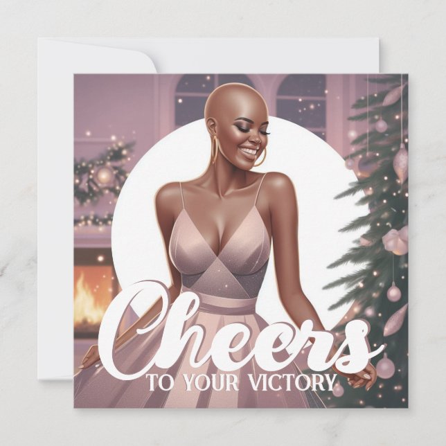African American Woman Cancer Survivor's Joyful Holiday Card (Front)
