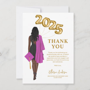 African American Woman Class 2024 Graduation Thank You Card