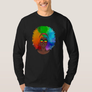 African American Woman Colourful Rainbow Afro Sung T-Shirt