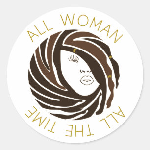 African American Woman Dreads All Woman All Time Classic Round Sticker