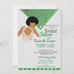 African American Woman Emerald Bridal Shower  Invitation