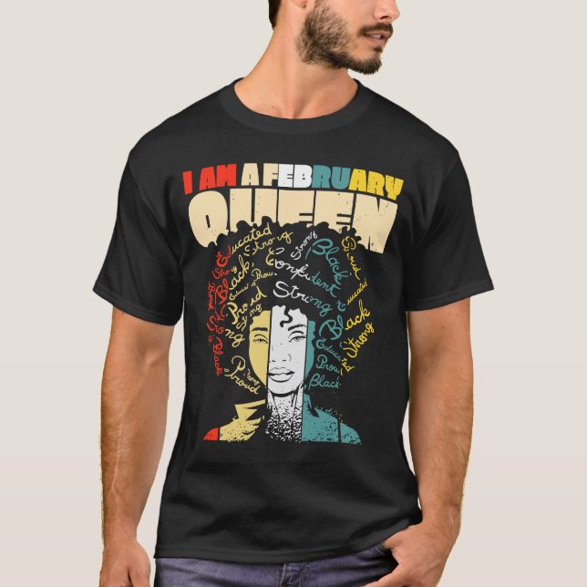 African American Woman February Queen BHM T-Shirt (Front)