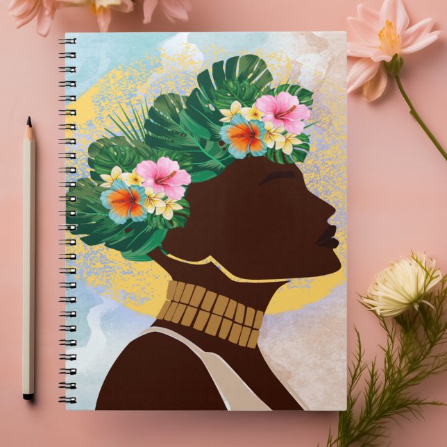 African American Woman Floral Crown Notebook (Creator Uploaded)