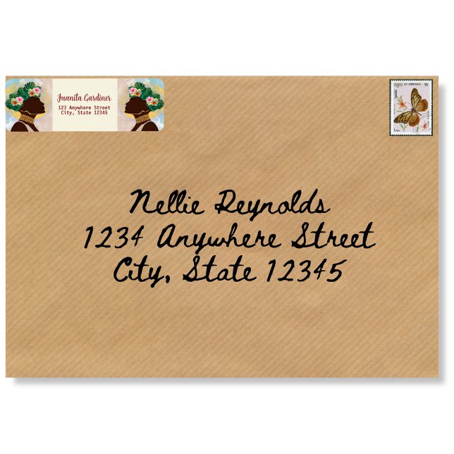 African American Woman Floral Crown Return Address Label (Creator Uploaded)