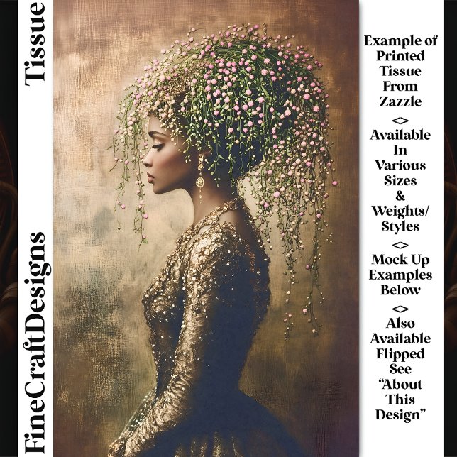 African American Woman, Floral DW7L Decoupag Tissue Paper (Creator Uploaded)