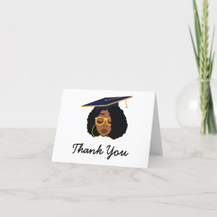 African American Woman Graduation Thank You Card