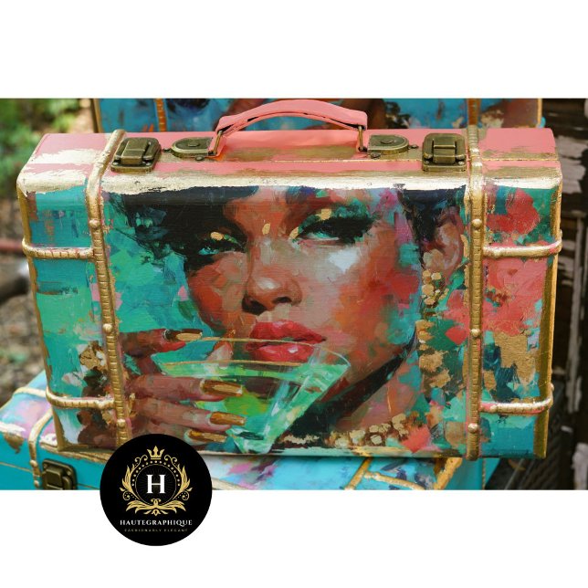 African American Woman Green Martini Decoupage Tissue Paper (Creator Uploaded)