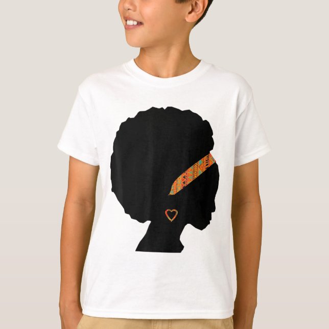 African American Woman Kente Cloth Headband Natura T-Shirt (Front)