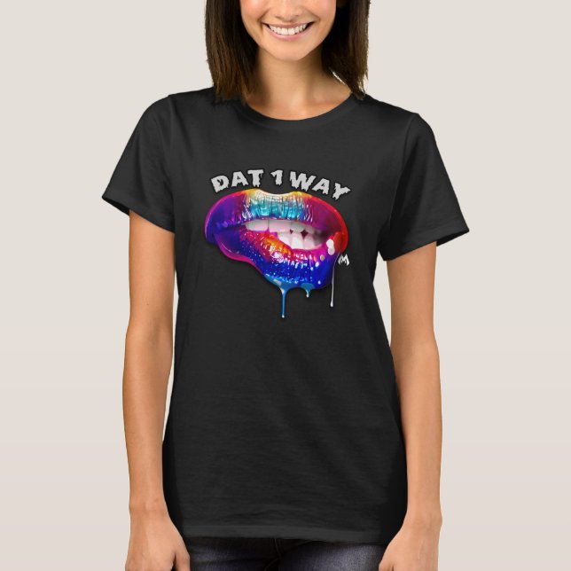 African American Woman Lip Biting Dat 1 Way T-Shirt (Front)