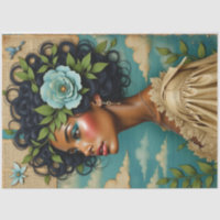 African American Woman Mixed Media Decoupage