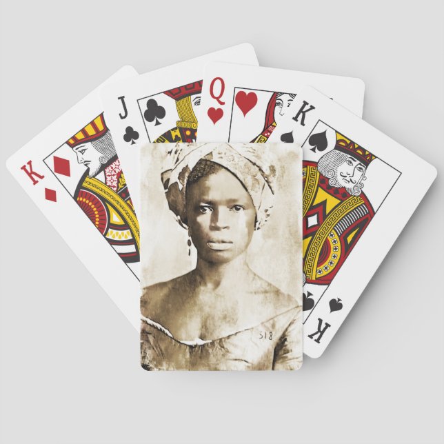 African American Woman Playing Cards (Back)