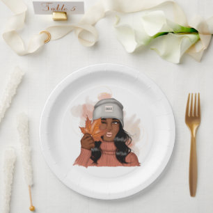 African American Woman Thanksgiving Paper Plate