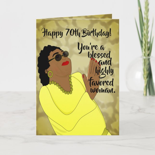 African American Woman Trendy 70th Birthday Card (Front)