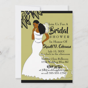 African American Woman Wedding Bridal Shower Invit Invitation
