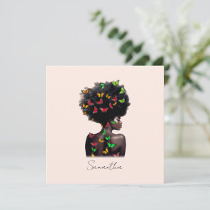 African American Woman with Butterfly-Filled Afro 