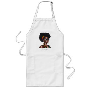 African American Woman with Chic Sunglasses Long Apron