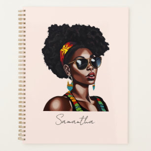 African American Woman with Chic Sunglasses Planner