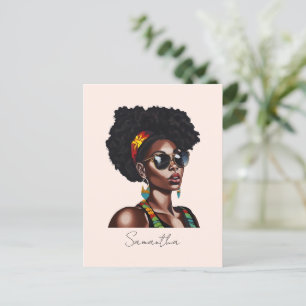 African American Woman with Chic Sunglasses Postcard