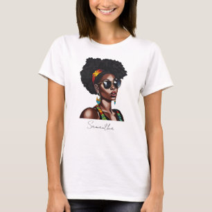 African American Woman with Chic Sunglasses T-Shirt