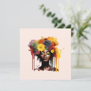 African-American Woman with Floral Afro Hair