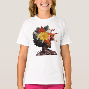 African-American Woman with Floral Afro Hair (2) T-Shirt