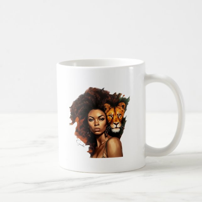 African-American Woman with Majestic Lion Coffee Mug (Right)