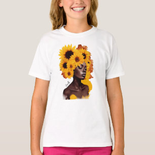 African-American Woman with Sunflower Afro Hair T-Shirt